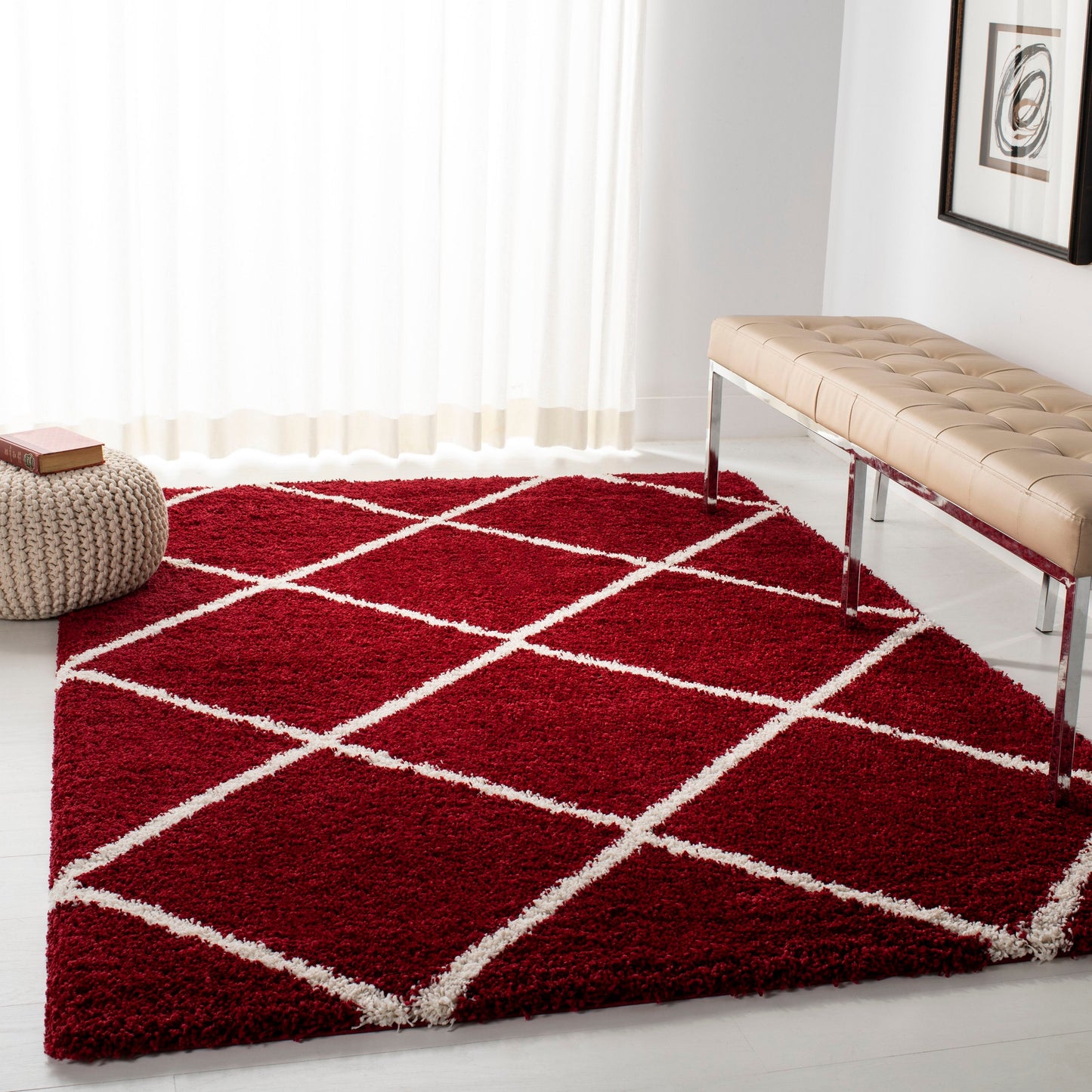 Hudson Shag Estella Diamond Trellis Rug (Red)