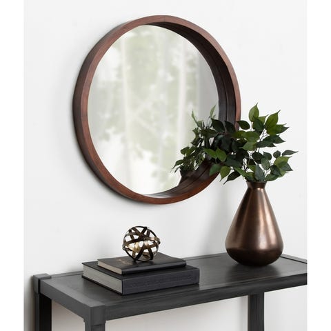 Round Wood Wall Mirror - 22" diameter